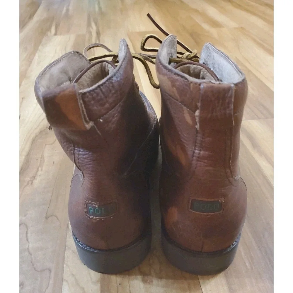 Polo Ralph Lauren Rodway Classic Ranger Brown Leather Boots Mens Size US 11 D